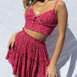 Princess Polly Shah Set Red. Skirt Set.